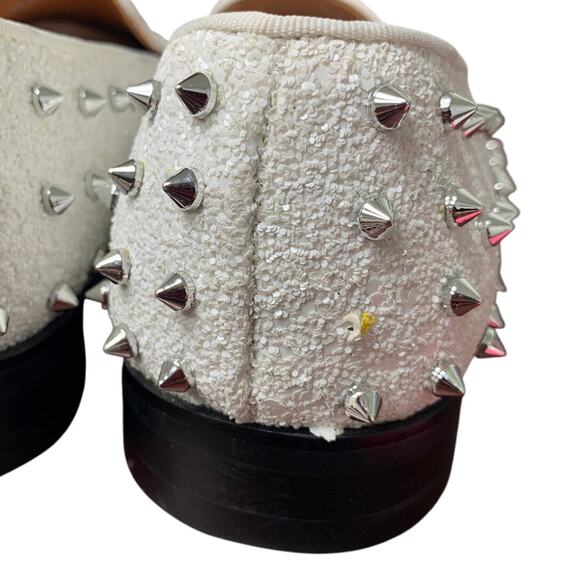 Erphpre Paul Mens Size 11 White Sparkle Silver Studded Spiked Slip On Loafers main image 6